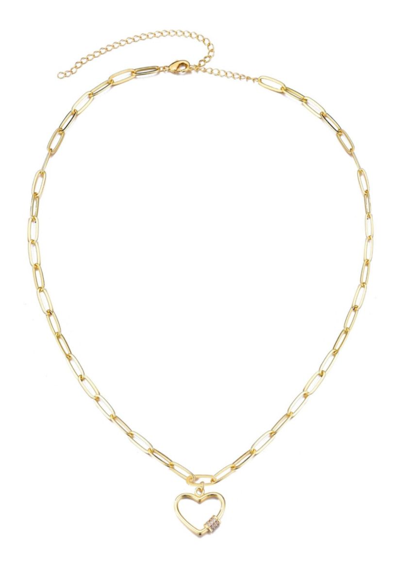 14k Gold Plated Carabiner Heart Necklace
