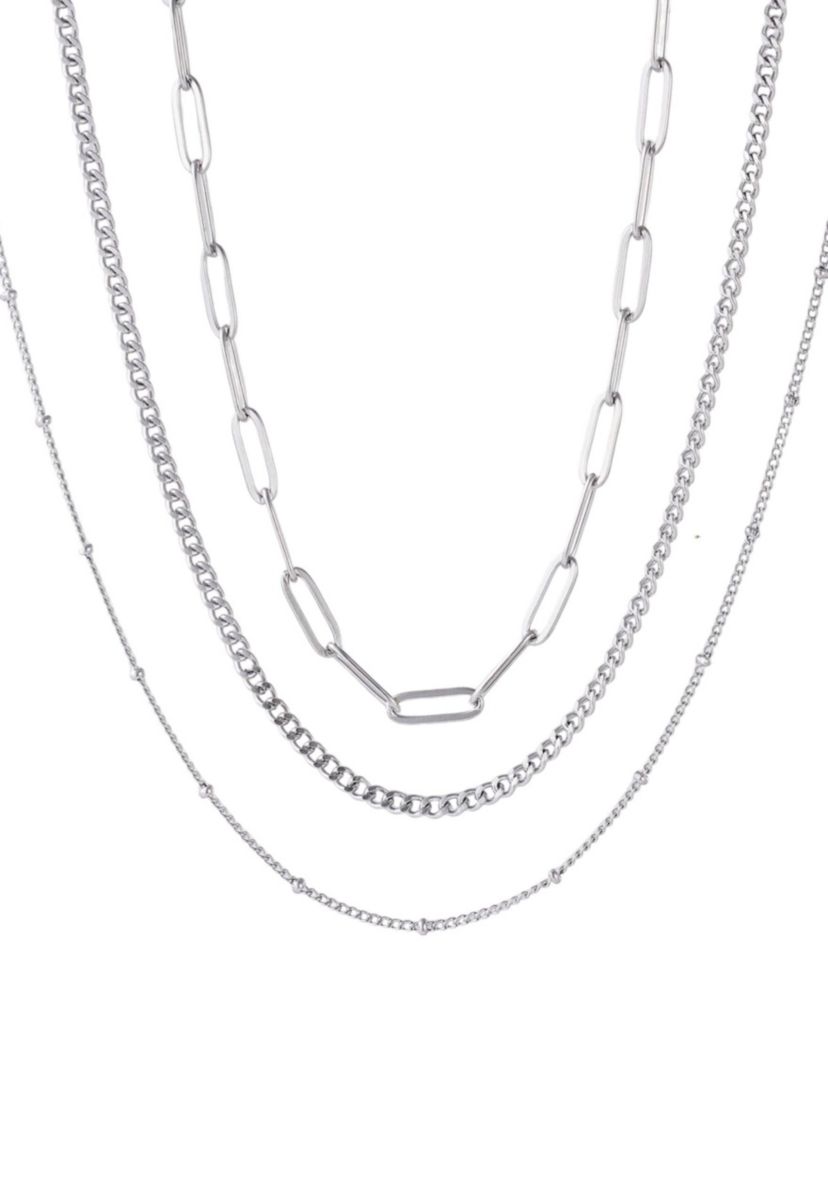 Tarnish Resistant Silver Set of 3-Chain Necklaces