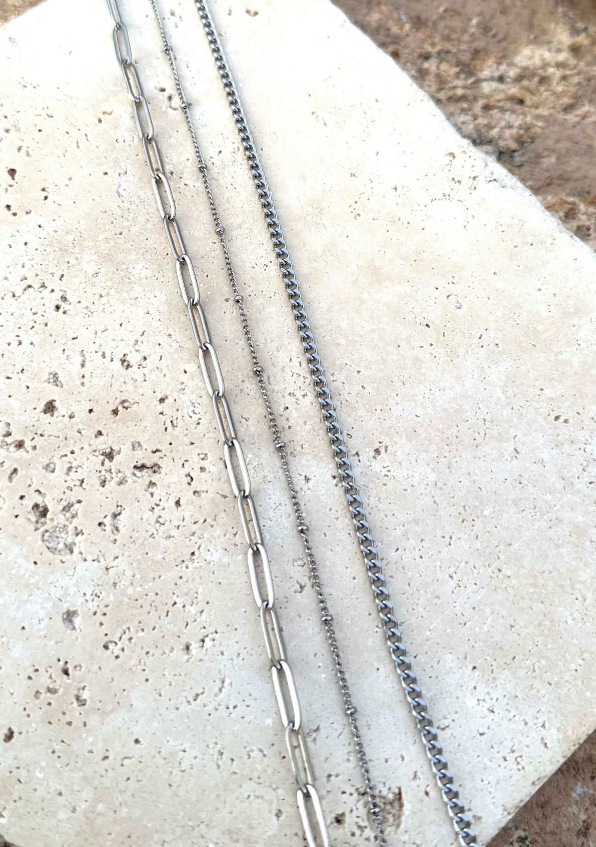 Tarnish Resistant Silver Set of 3-Chain Necklaces