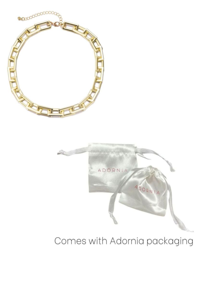 Gold Plated Rectangle Paperclip Chain Necklace