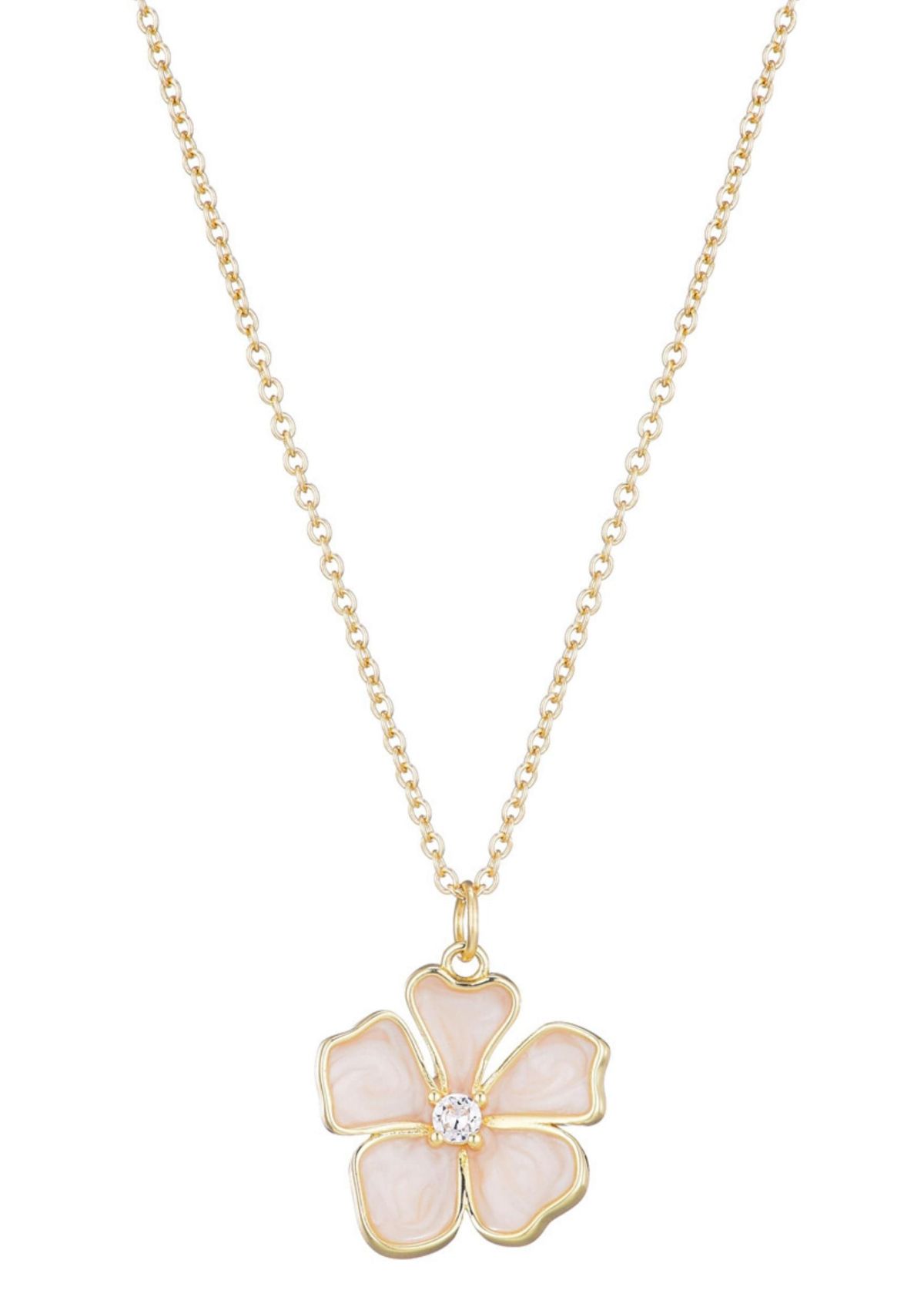 14k Gold Plated Mother of Pearl Flower Necklace
