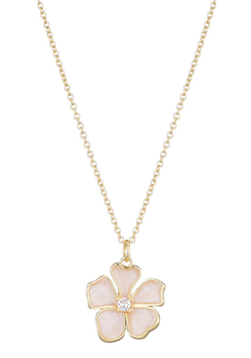14k Gold Plated Mother of Pearl Flower Necklace
