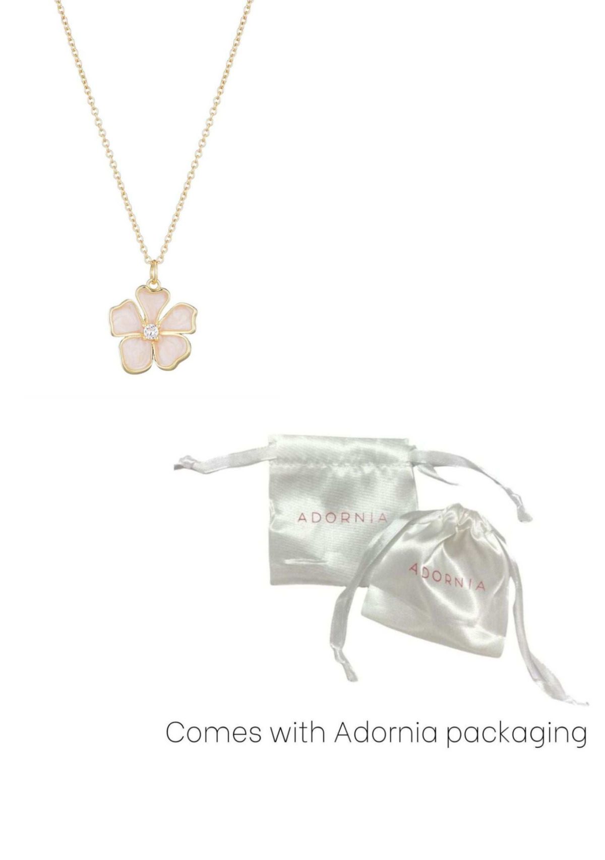 14k Gold Plated Mother of Pearl Flower Necklace