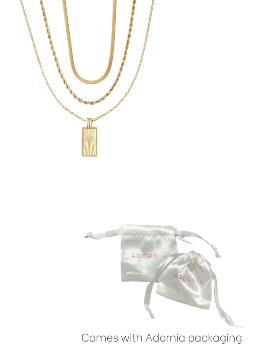 Tarnish Resistant 18k Gold Plated Dog Tag 3-Piece Necklace Set