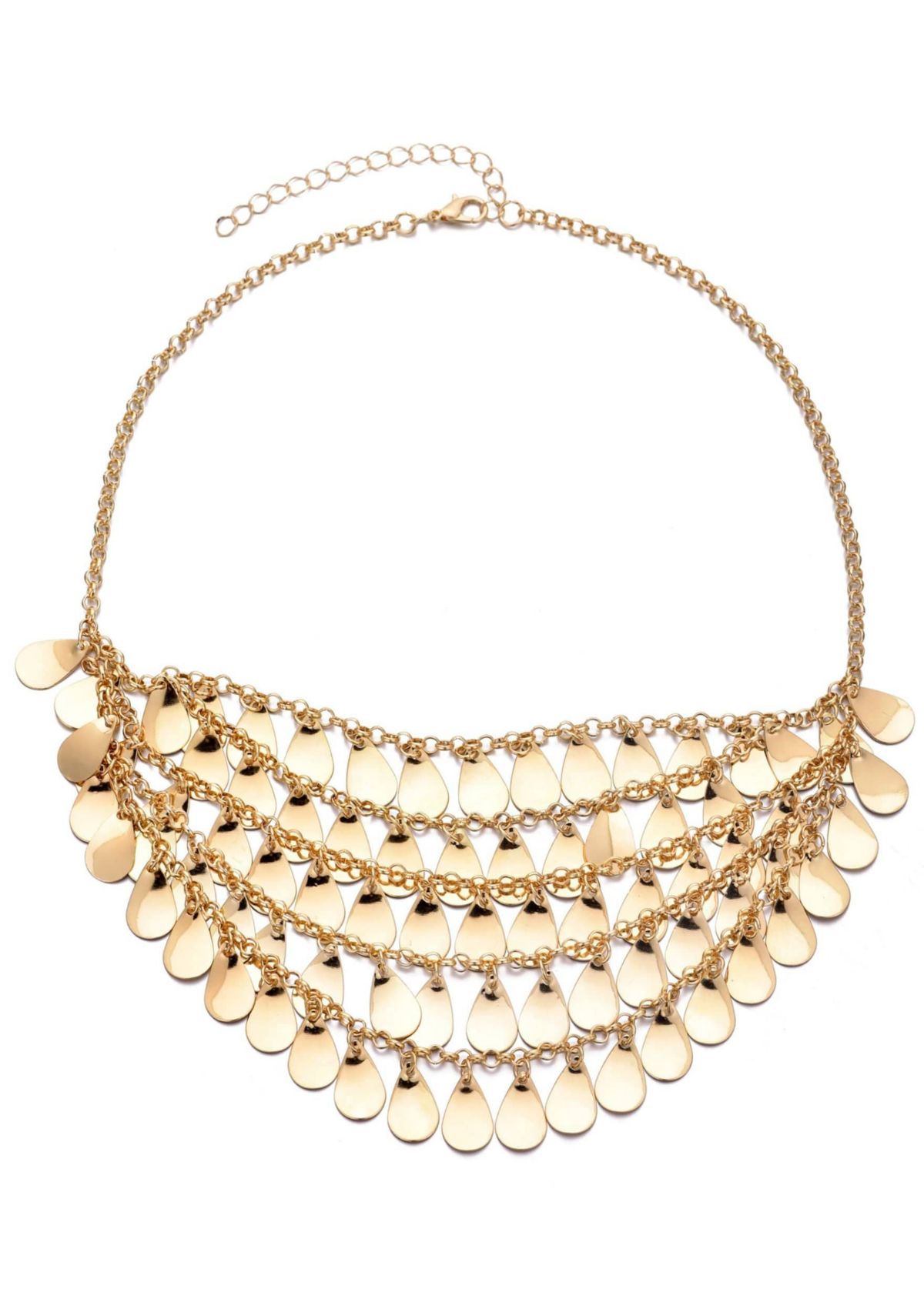 Gold Plated Droplet Bib Necklace