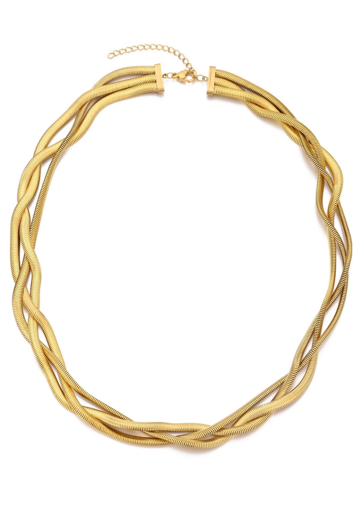 Tarnish Resistant 18k Gold Plated Braided Chain Necklace