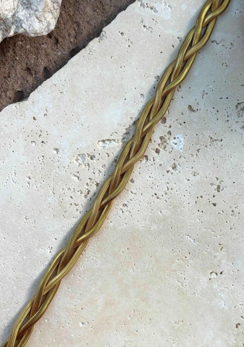 Tarnish Resistant 18k Gold Plated Braided Chain Necklace