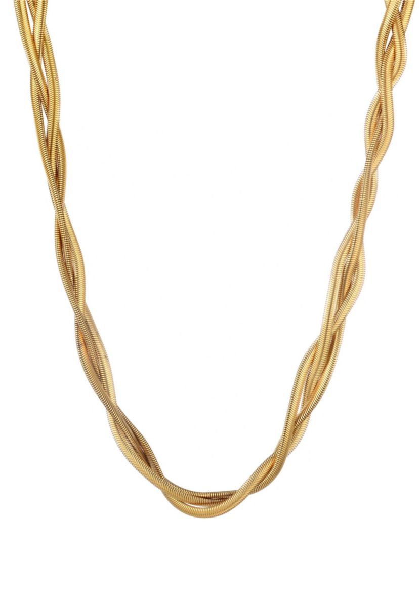 Tarnish Resistant 18k Gold Plated Braided Chain Necklace