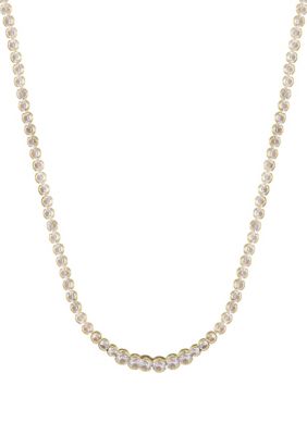 Adornia 14k Gold Plated Bezeled Crystal Tennis Necklace