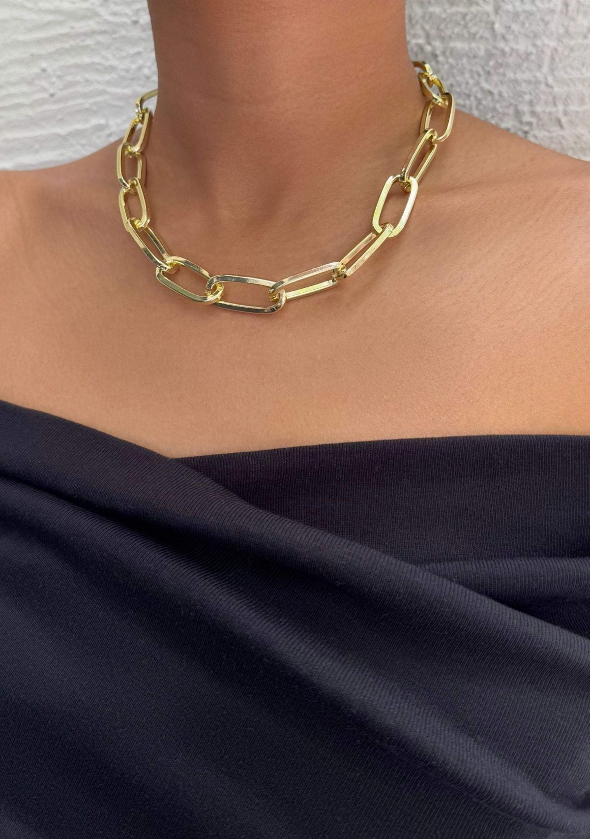 Gold Plated Chunky Paperclip Necklace