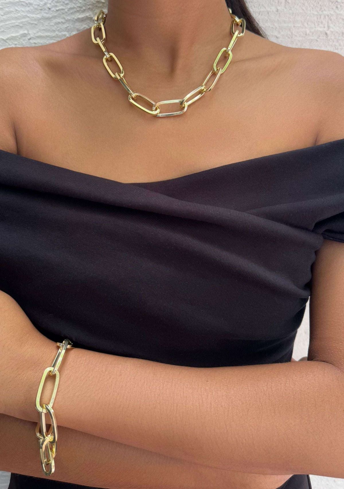 Gold Plated Chunky Paperclip Necklace