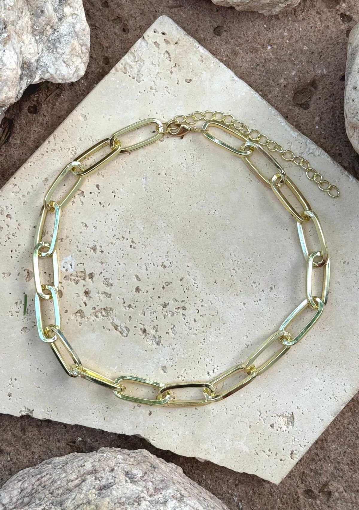 Gold Plated Chunky Paperclip Necklace