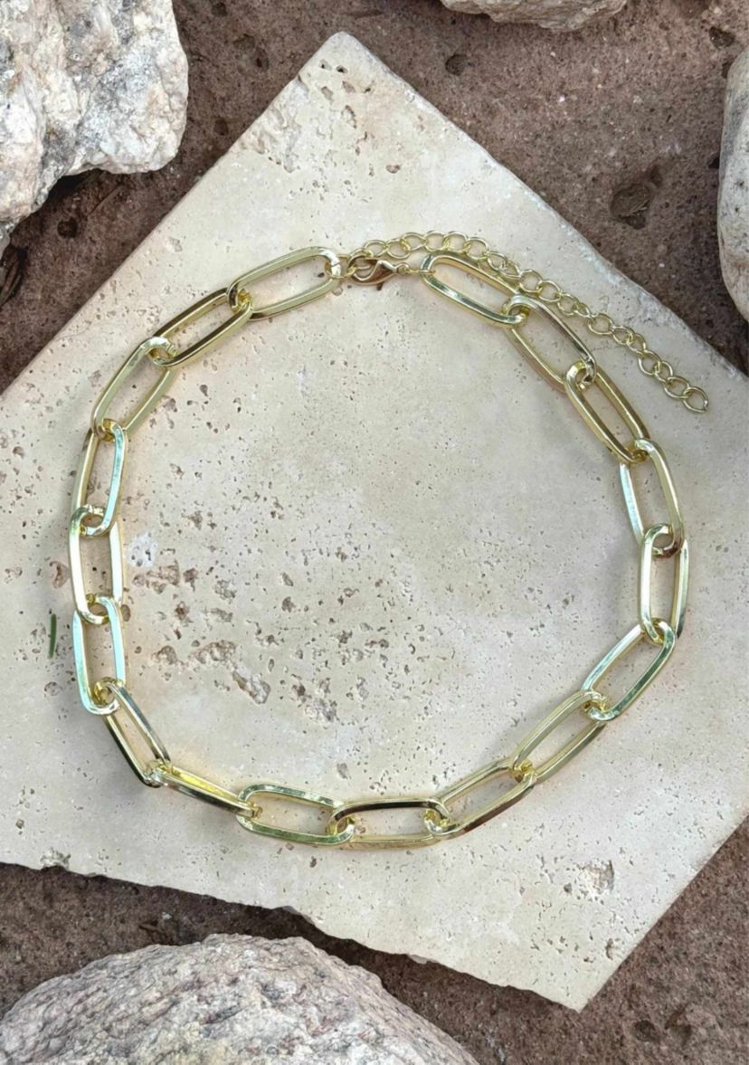 Gold Plated Chunky Paperclip Necklace