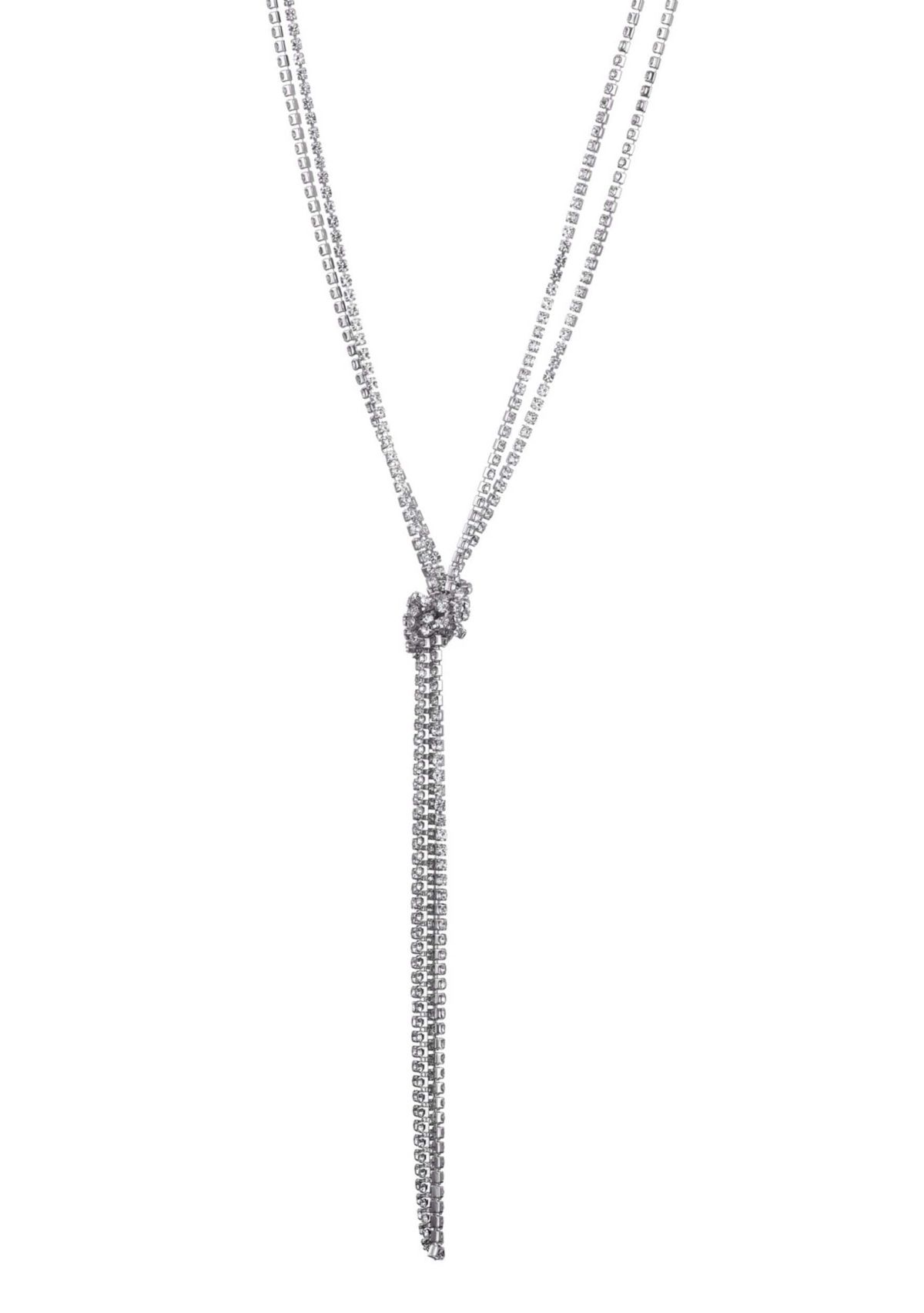 Silver Crystal 32" Tennis Knotted Lariat