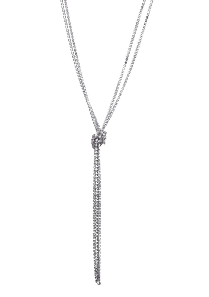 Silver Crystal 32" Tennis Knotted Lariat