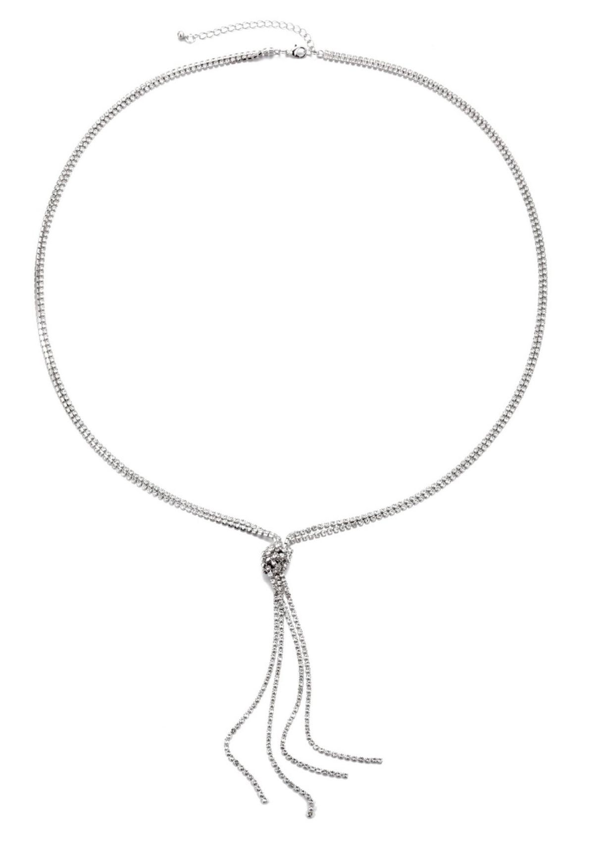 Silver Crystal 32" Tennis Knotted Lariat