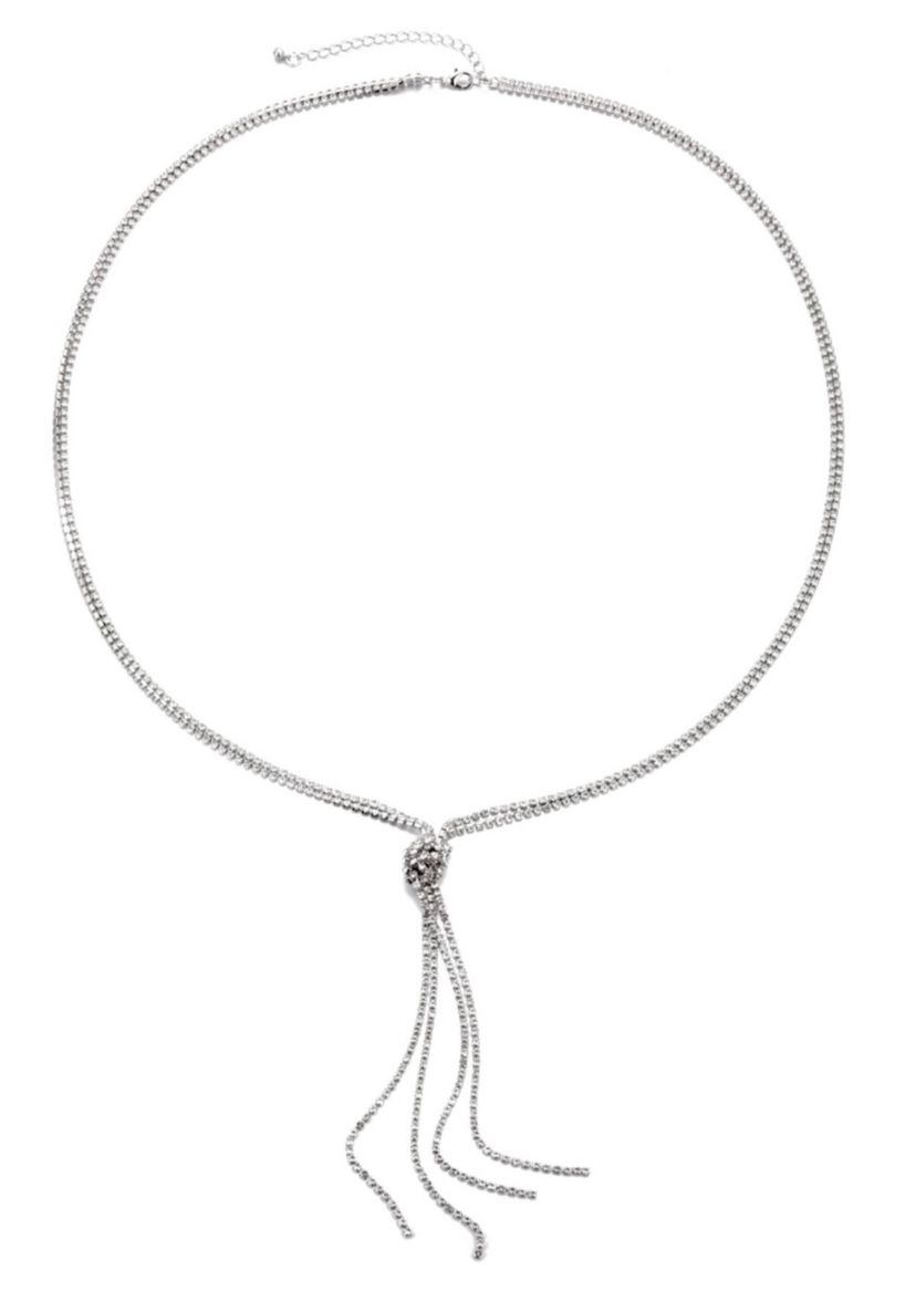 Silver Crystal 32" Tennis Knotted Lariat