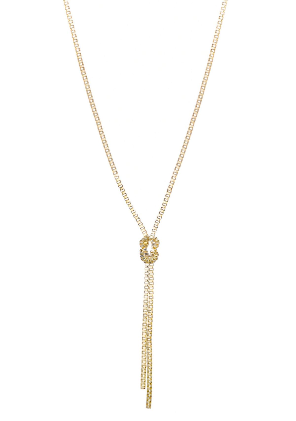 Gold Plated 30" Knotted Box Chain Lariat