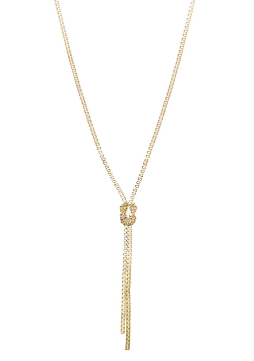 Gold Plated 30" Knotted Box Chain Lariat