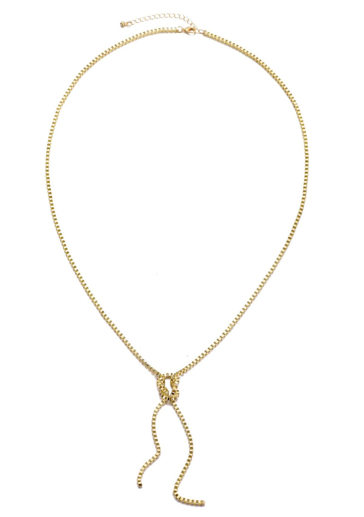 Gold Plated 30" Knotted Box Chain Lariat