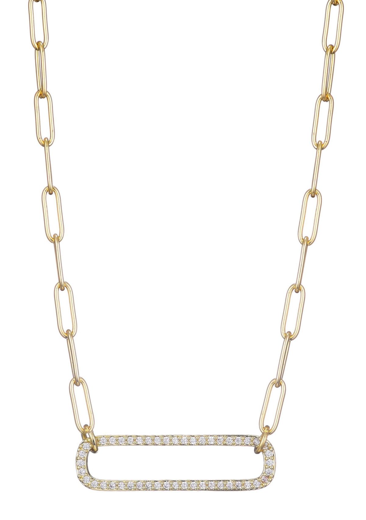 Adornia 14k Gold Plated CZ Rounded Rectangle Pendant Necklace | Belk