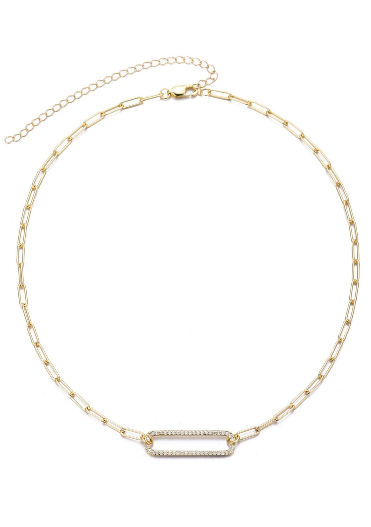 Adornia 14k Gold Plated CZ Rounded Rectangle Pendant Necklace | Belk