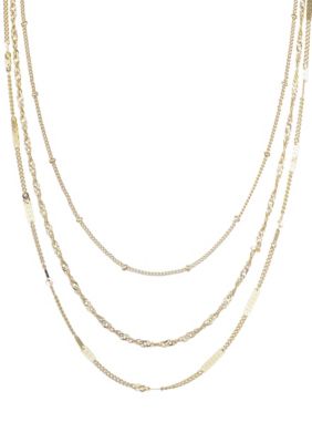 Adornia 14k Yellow Gold Plated 3-Chain Necklace Set