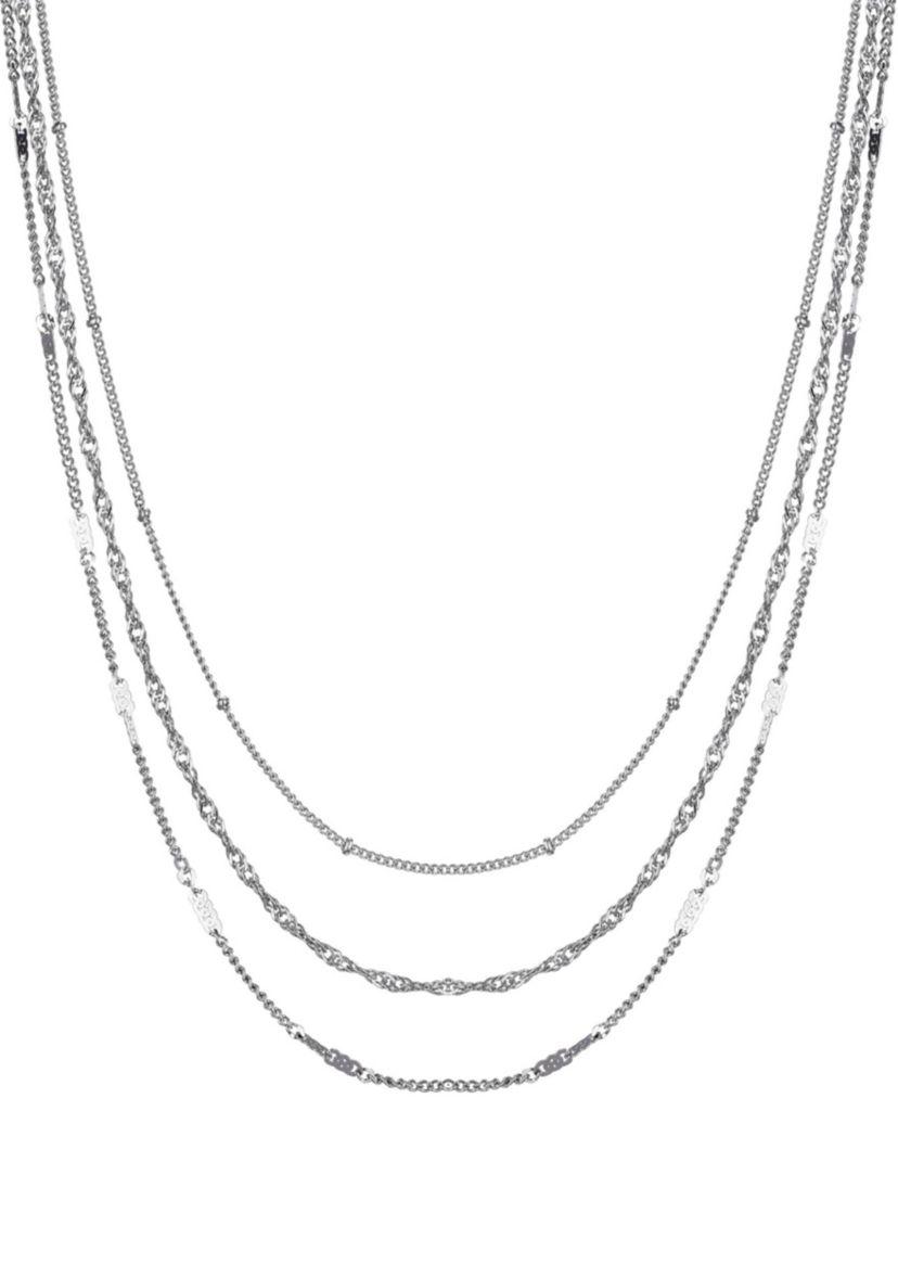 Silver Plated 3-Chain Necklace Set