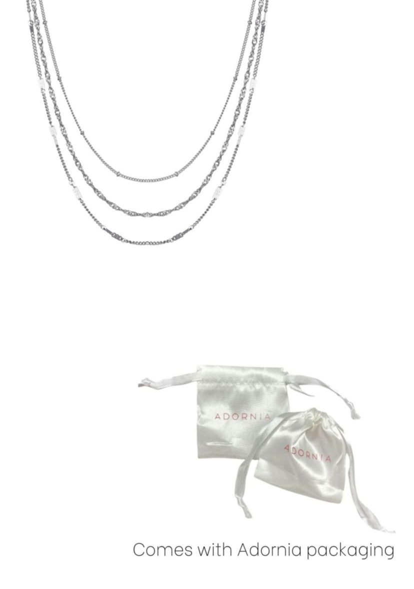 Silver Plated 3-Chain Necklace Set