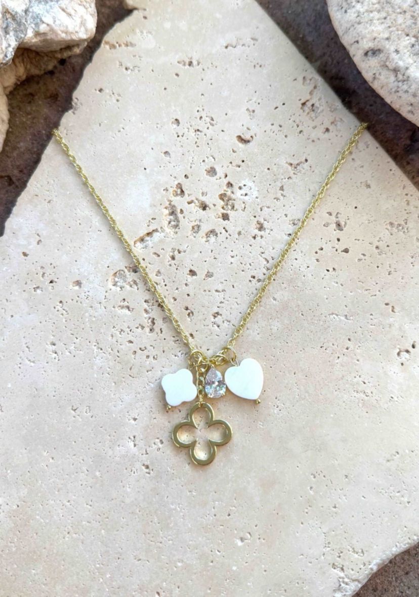 14k Gold Plated Clover Charm Necklace