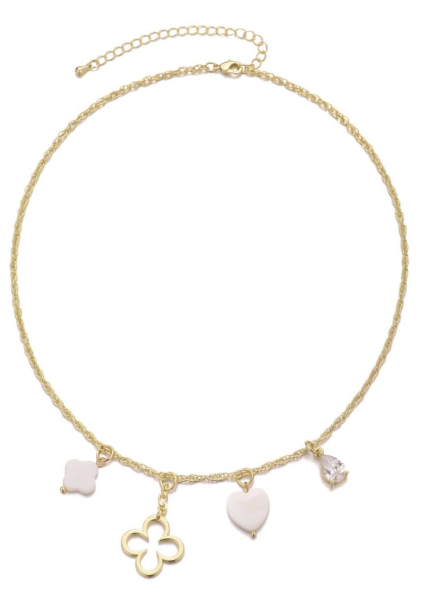 14k Gold Plated Clover Charm Necklace