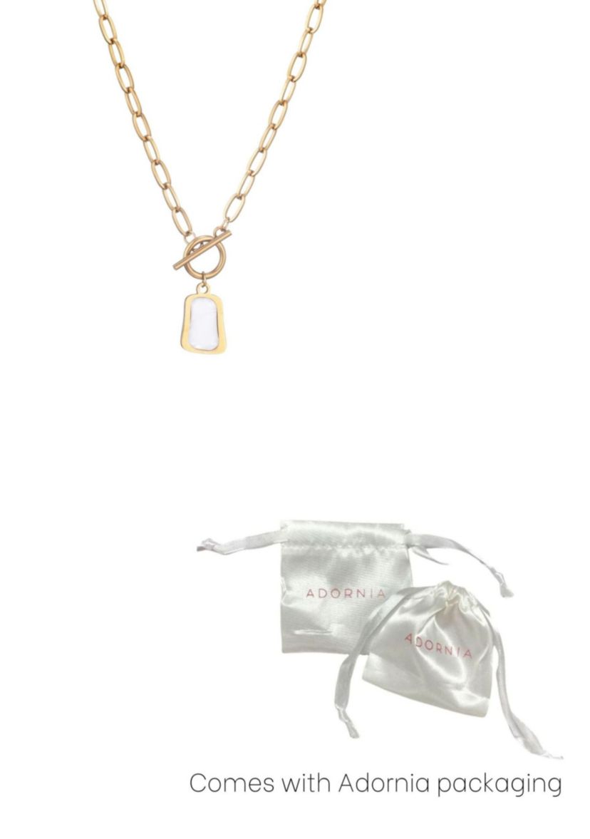 Tarnish Resistant 18k Gold Plated Mother of Pearl Toggle Necklace