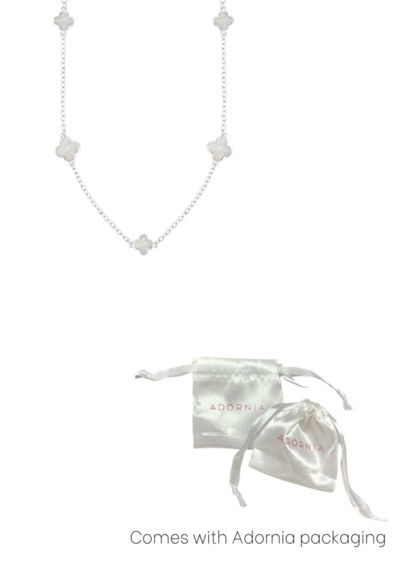 Silver Plated 36" Mother of Pearl Flower Station Necklace