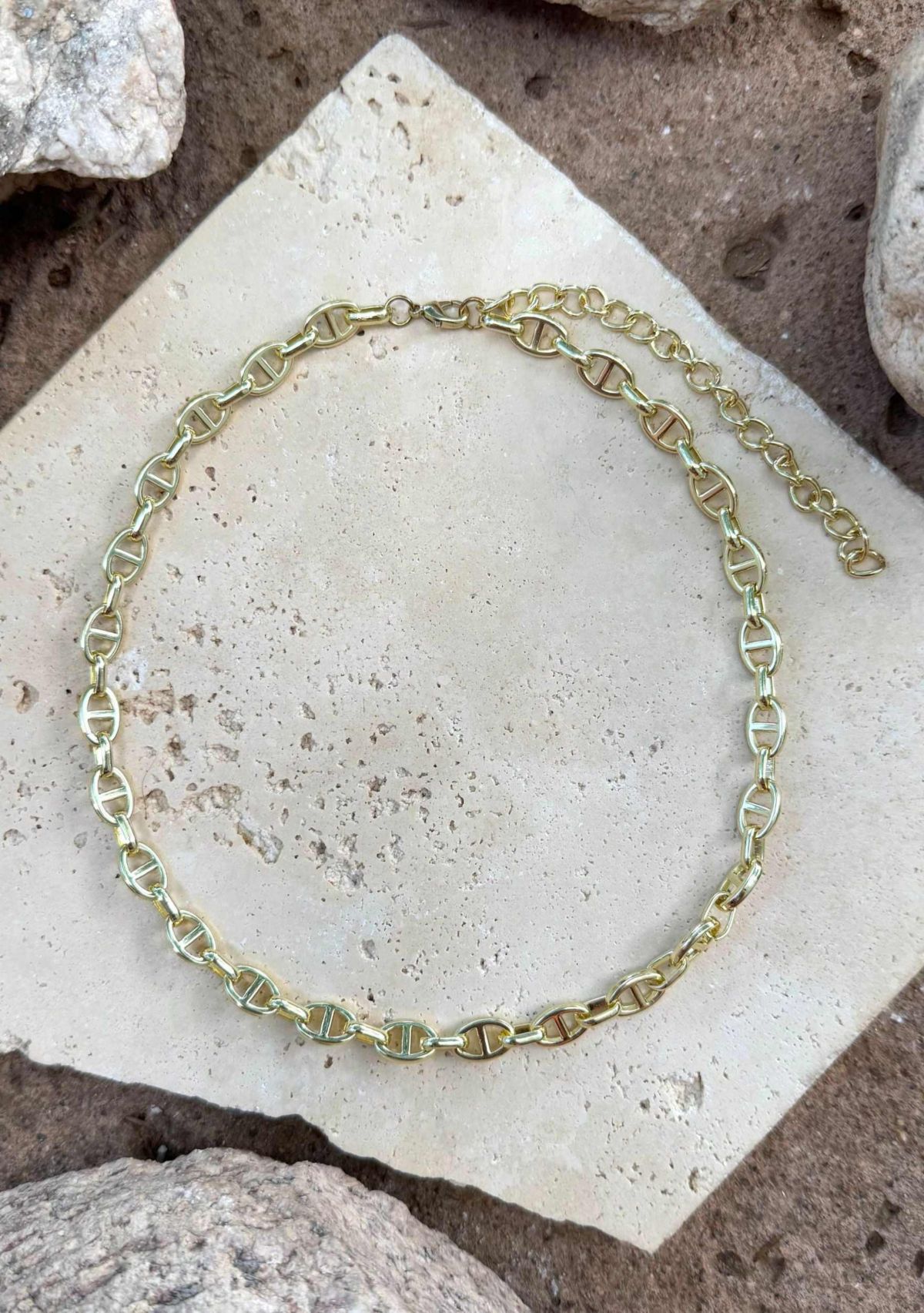 Gold Plated Mariner Link Chain Necklace