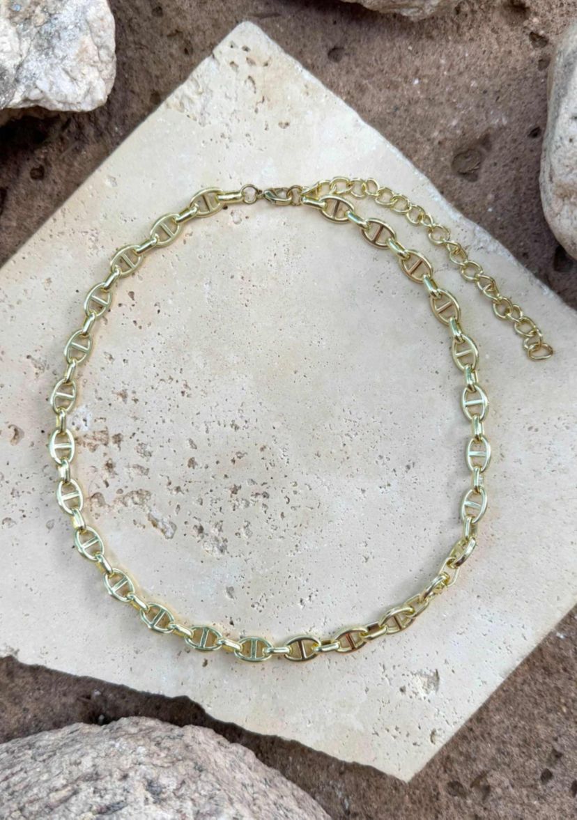Gold Plated Mariner Link Chain Necklace