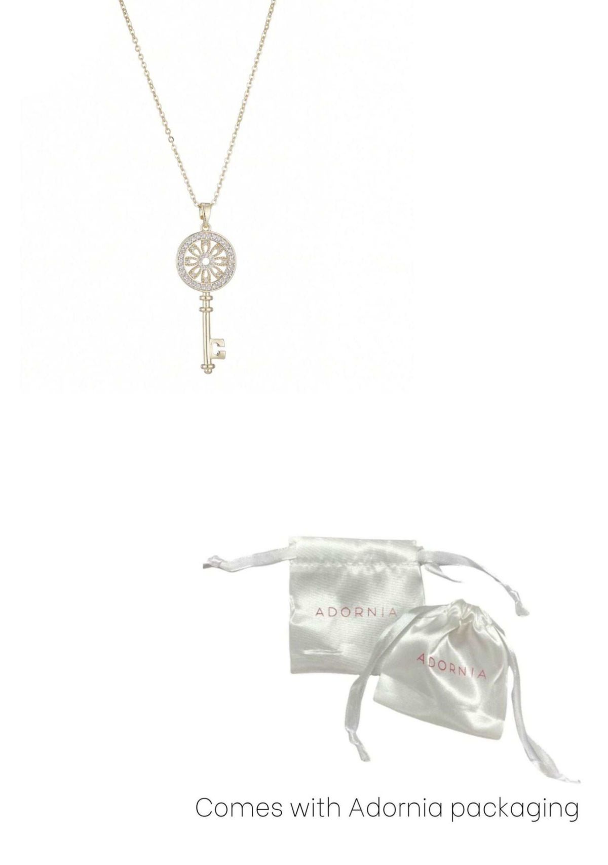 14k Gold Plated Ornate Key Pendant Necklace