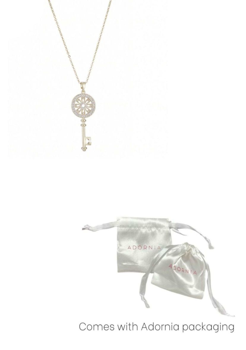 14k Gold Plated Ornate Key Pendant Necklace