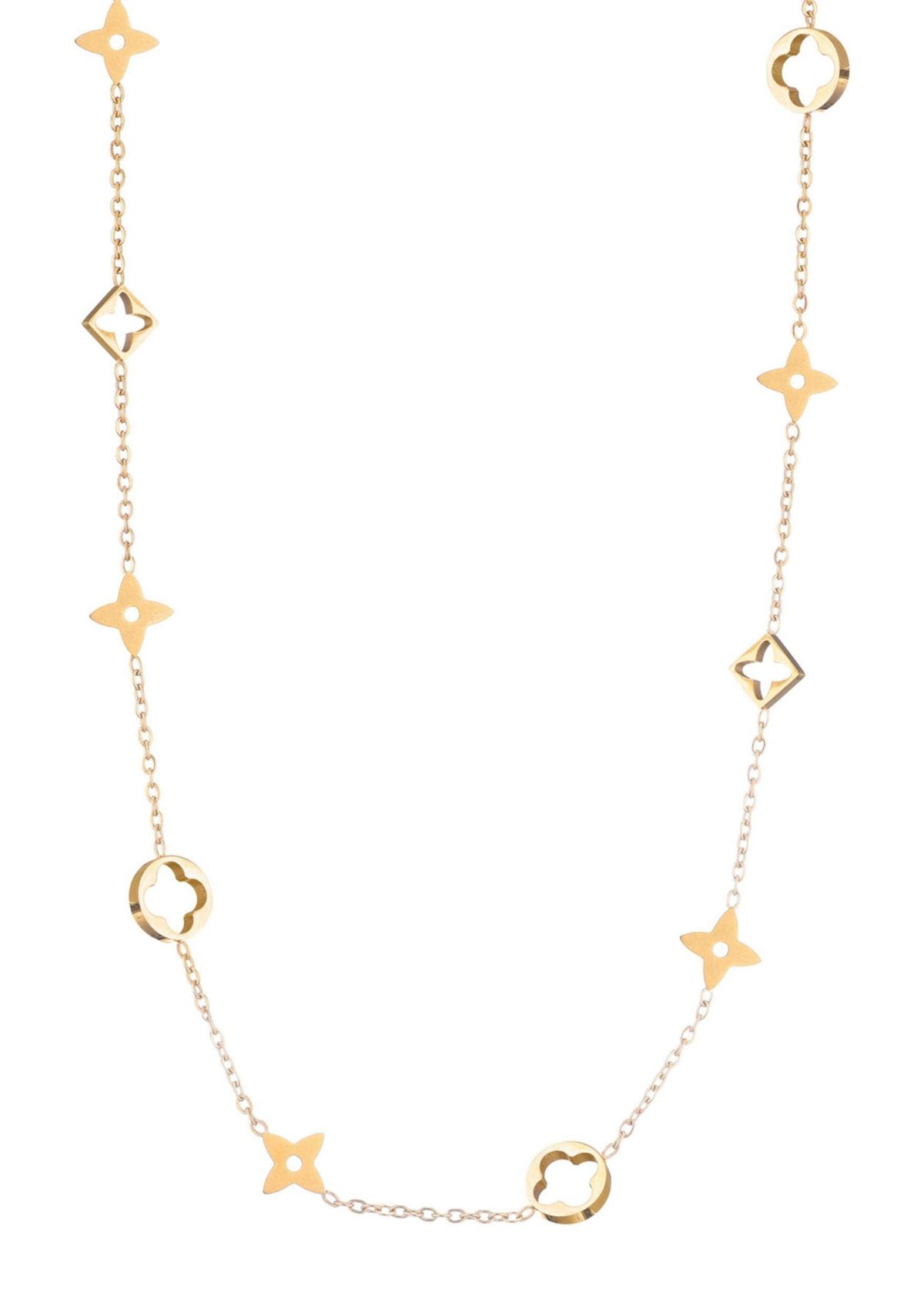 Tarnish Resistant 18k Gold Plated Mixed Clover Necklace