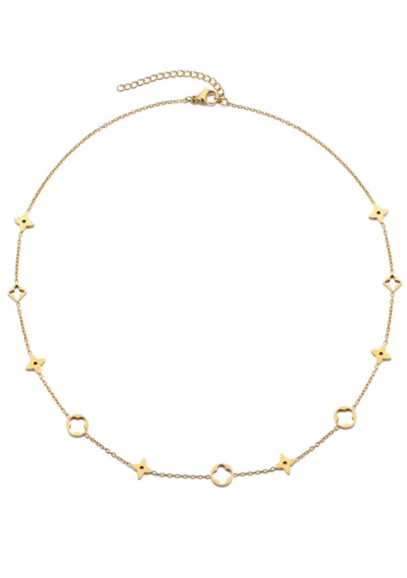 Tarnish Resistant 18k Gold Plated Mixed Clover Necklace