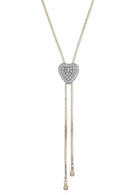 Adornia 14k Gold Plated CZ Heart Bolo Necklace