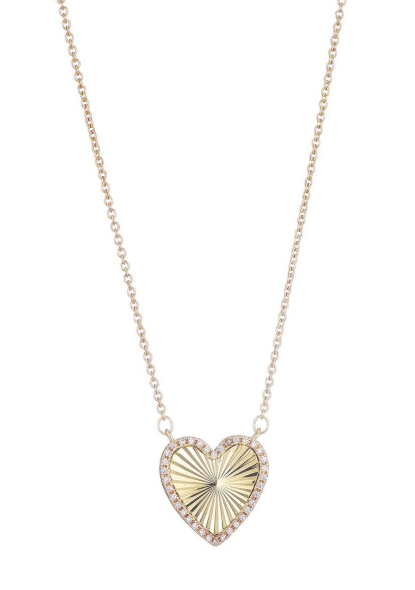 14k Gold Plated CZ Prismatic Heart Necklace