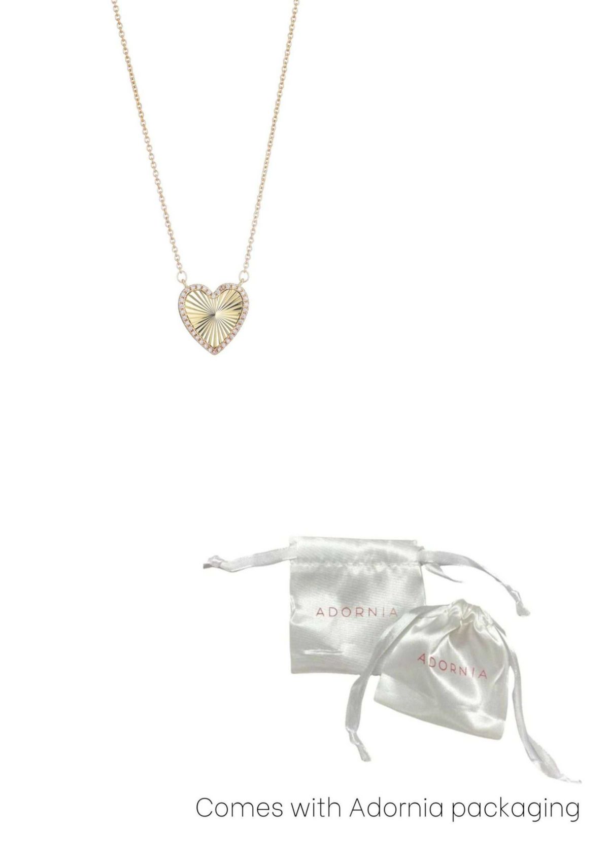 14k Gold Plated CZ Prismatic Heart Necklace