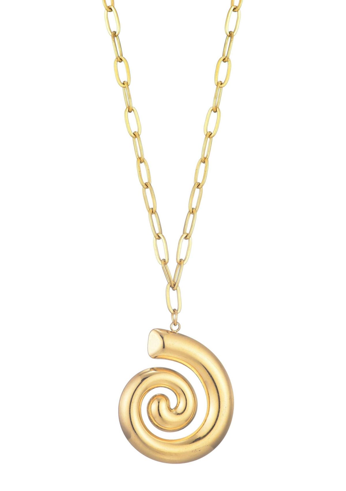 Tarnish Resistant 18k Gold Plated Swirl Paperclip Pendant Necklace