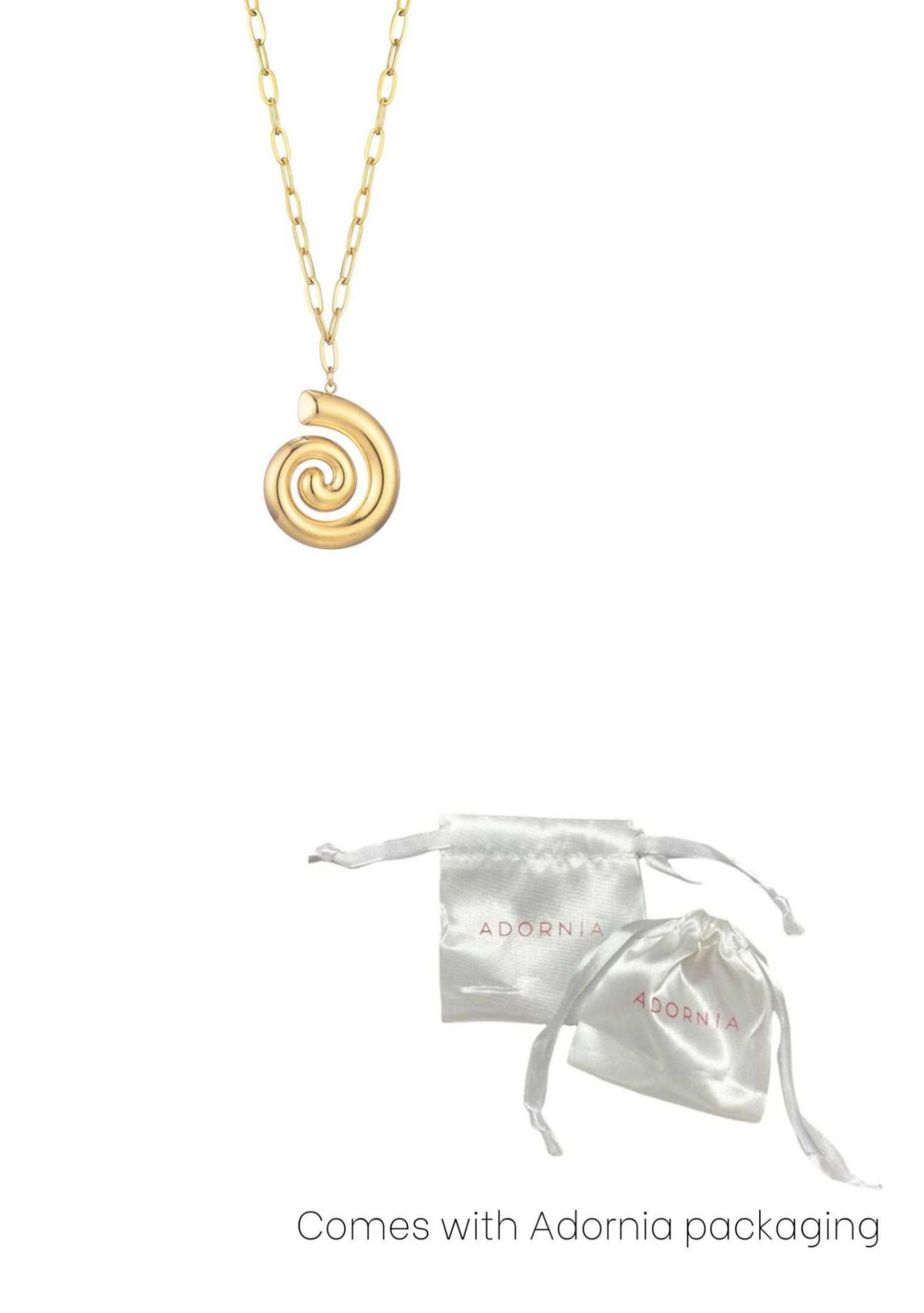 Tarnish Resistant 18k Gold Plated Swirl Paperclip Pendant Necklace