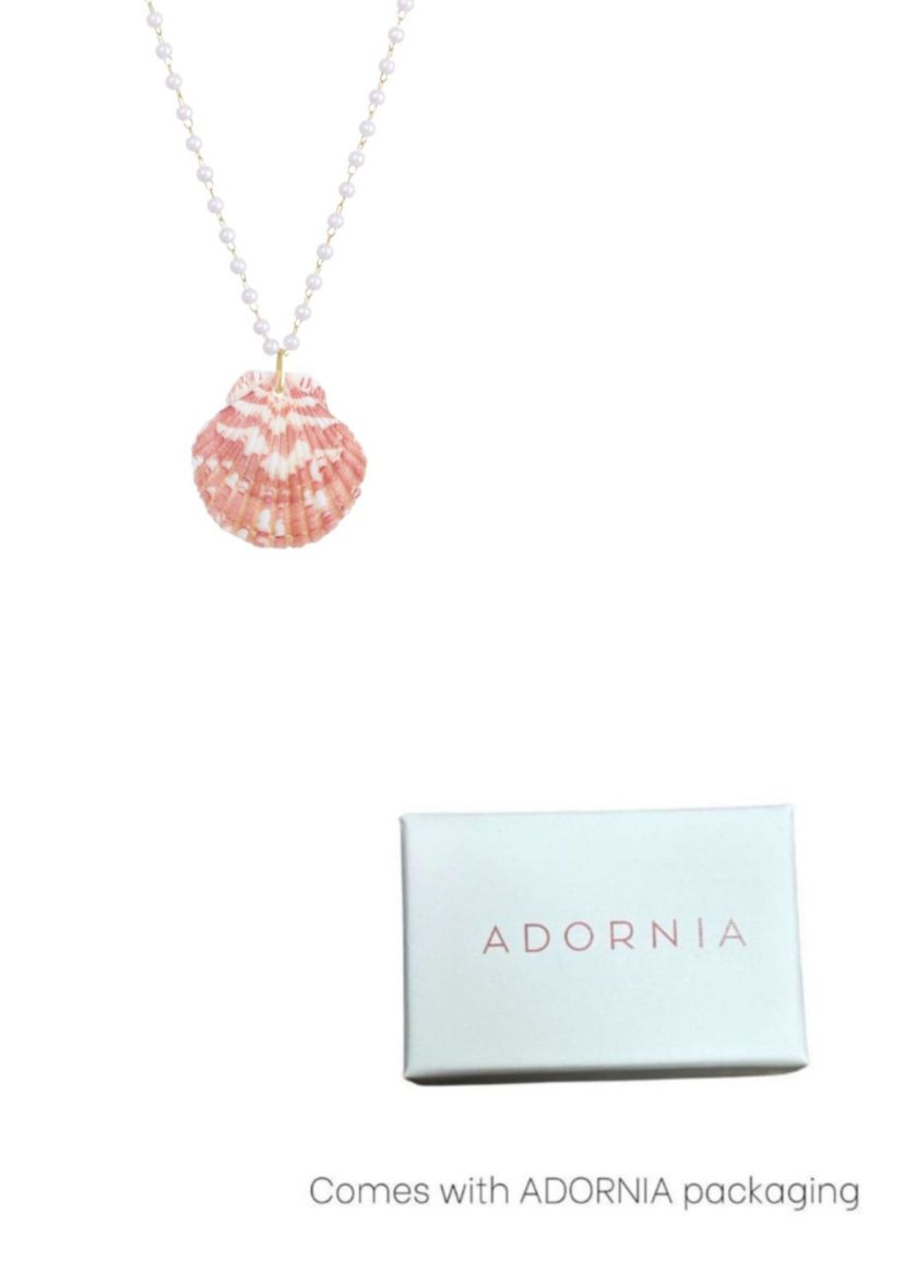 14k Gold Plated Pink Shell Rosary Pearl Necklace