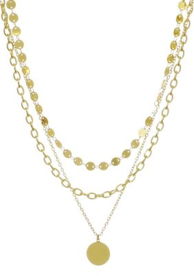 Adornia 14k Gold Plated 3-Layer Toggle and Confetti Necklace