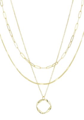 Adornia 14k Gold Plated Set of 3 Necklaces