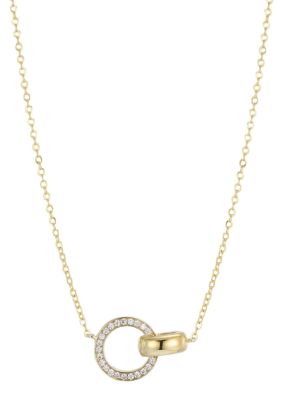 Adornia 14k Gold Plated CZ Rings Necklace