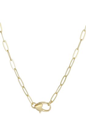 Adornia 14k Gold Plated Heart Lock Paperclip Chain Necklace