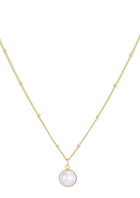 Adornia 14k Gold Plated Freshwater Pearl Button Pendant Necklace